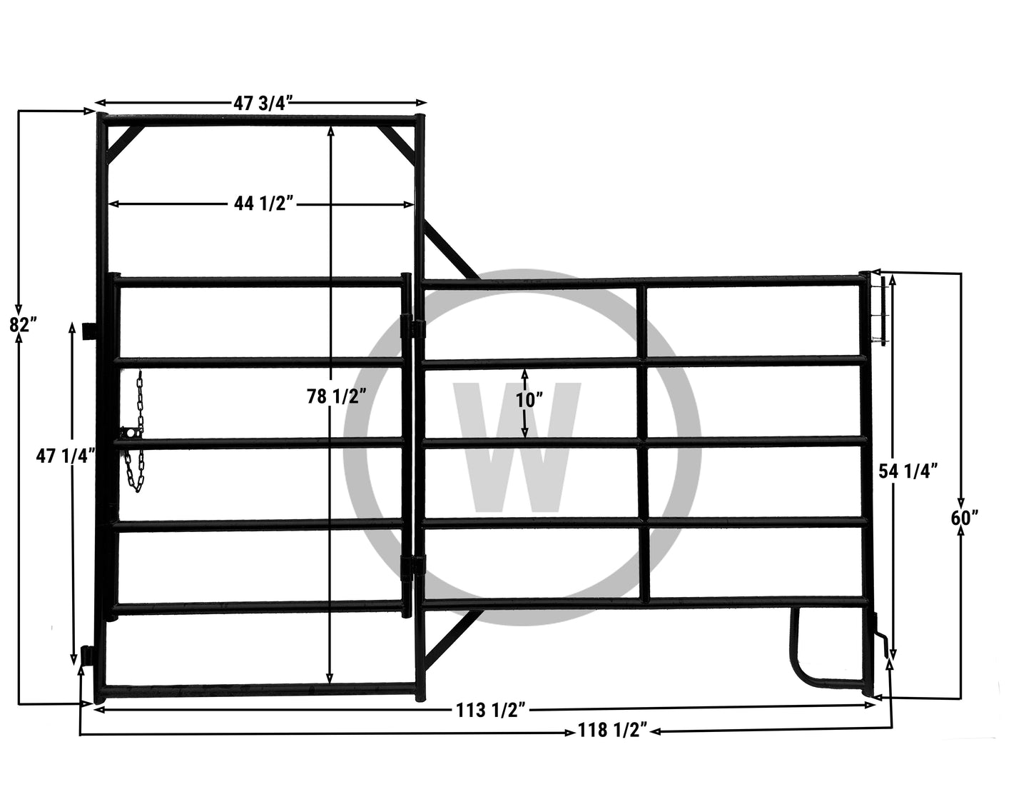 10' Medium Duty Panel with 4' Walk Through Gate